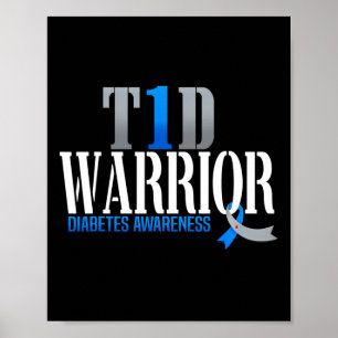 T1D Warrior Diabetes Awareness Type 1 Diabetische Poster