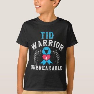 T1D Warrior onbreekbare diabetes Bewustmakingsmaan T-shirt