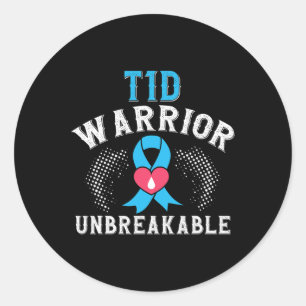T1d Warrior Onbreekbare Diabetes Bewustzijnsmaand Ronde Sticker