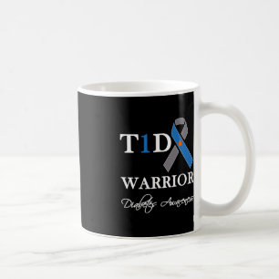 T1D Warrior Type 1 Diabetes Awareness Blue Ribbon Koffiemok