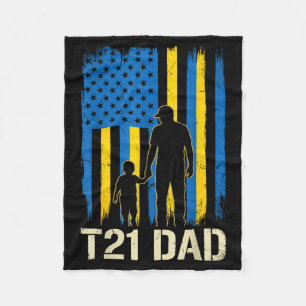 T21 vader amerikaanse vlag silhouet down syndroomT Fleece Deken