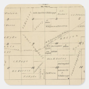 T24S R22E Tulare County Section Map Vierkante Sticker
