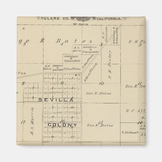 T24S R23E Tulare County Section Map Magneet (Voorkant)