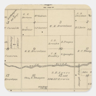 T24S R26E Tulare County Section Map Vierkante Sticker