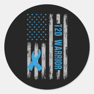 T2d Warrior bewustzijn Amerikaanse vlag Diabetici  Ronde Sticker