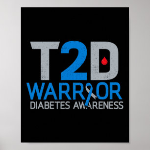 T2d Warrior Diabetes Bewustzijn Type 2 Diabetespat Poster