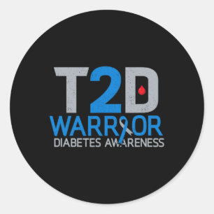 T2d Warrior Diabetes Bewustzijn Type 2 Diabetische Ronde Sticker