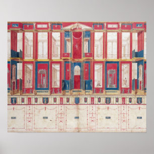 T31456 Studie van een Roman Fresco, 1775 (w/c, gou Poster