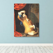 T31553 A Cavalier Standing at a Window Examining a Canvas Afdruk (Insitu (Houten vloer))