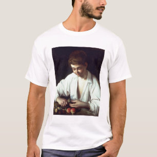 T31971 Een jonge jongen die een Apple pelt T-shirt