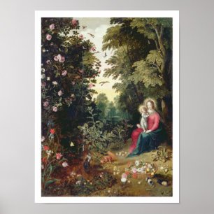 T32789 De Madonna en het Kind in een Landschap (pa Poster