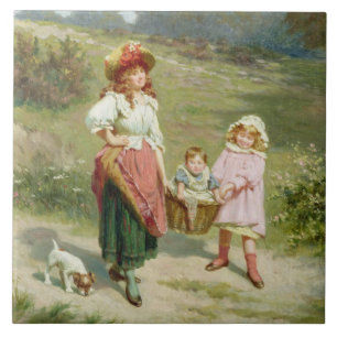 T33572 op de markt, voor de aankoop van een vetpie tegeltje