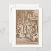 T34029 Een Quaker Prayer Meeting (pen en inkt op p Briefkaart (Voorkant / Achterkant)