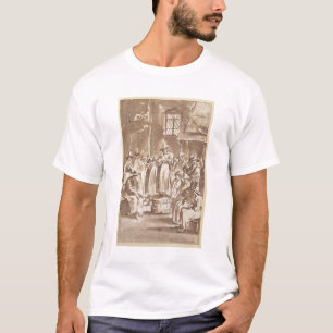 T34029 Een Quaker Prayer Meeting (pen en inkt op p T-shirt