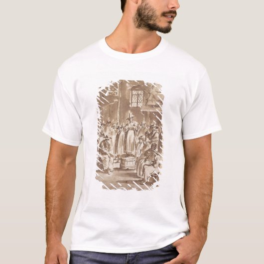 T34029 Een Quaker Prayer Meeting (pen en inkt op p T-shirt (Voorkant)