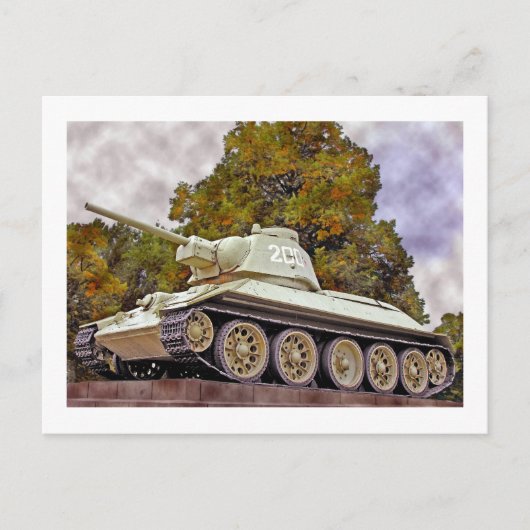 T-34 Russisch Tank, Sovjetherdenkingsmonument, Ber Briefkaart (Voorkant)