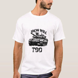 T-90 Tank Iron Will T-Shirt Graphique Militaire