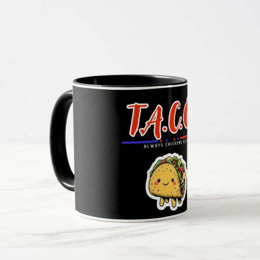 T.A.C.O. - Altijd kippen uit | Grappige Schattigee Mok (Voorkant links)