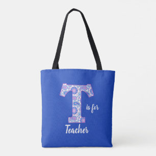 T est pour le Sac fourre-tout bleu enseignant
