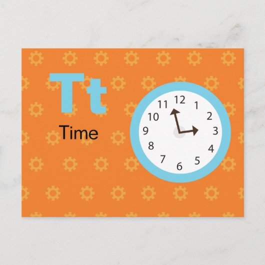 T est pour Temps - Carte Flash Alphabet (Devant)