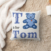 T est pour Tom bébé garçon Coussin de lancer (Couverture)