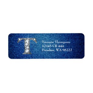 T Faux Diamond sur étiquette d'adresse de retour D