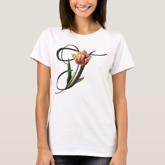 T initial, T-shirt tulipes Vintages (Devant)