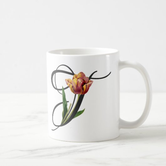 T initial, Tulipes Vintages café Mug (Droite)