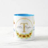 T is voor Teacher Floral T Shape gepersonaliseerd Mok (Midden)