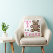 T is voor Tessa babymeisje Worpkussen Kussen (Stoel)