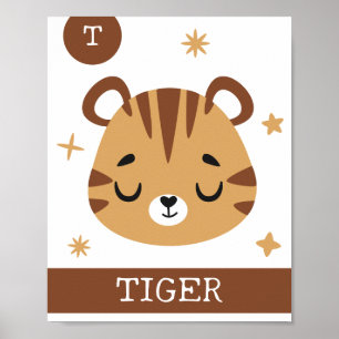 T is voor Tijger, Opvang, Slaapkamer, Kinderen Muu Poster