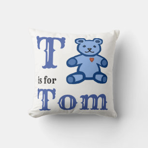 T is voor Tom baby jongen Worpkussen Kussen