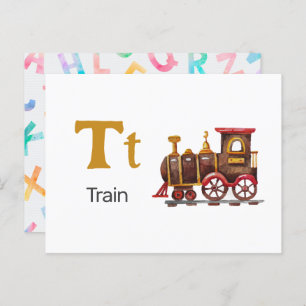 T is voor Train - Alphabet Flash Kaart