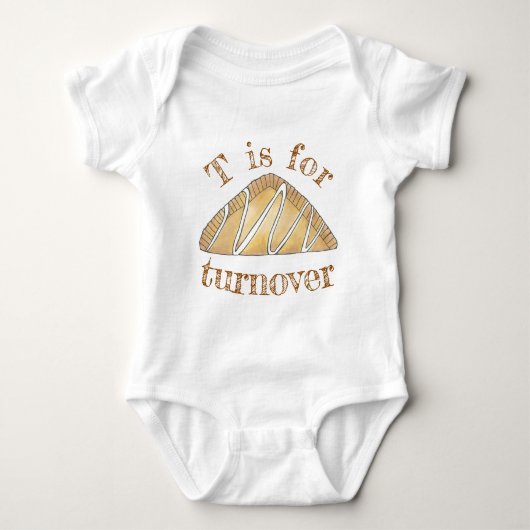T is voor TURNOVER Apple Pastry Alphabet ABCs Romper (Voorkant)
