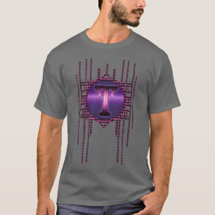 T-letter monogram paarse retro glamour t-shirt