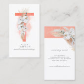 T Letter Monogram White Orchids and Pampas Grass Visitekaartje (Voorkant / Achterkant)