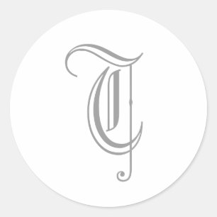 T Lettre Monogramme Sticker Gris Vieux Anglais