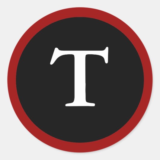 T : Lettre T initiale Sticker rouge, blanc et noir (Devant)