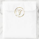 T monogram bruine envelop of bruistekel ronde sticker (Tas)