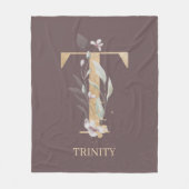 T Monogram Floral Aangepaste Vloot Fleece Deken (Voorkant)