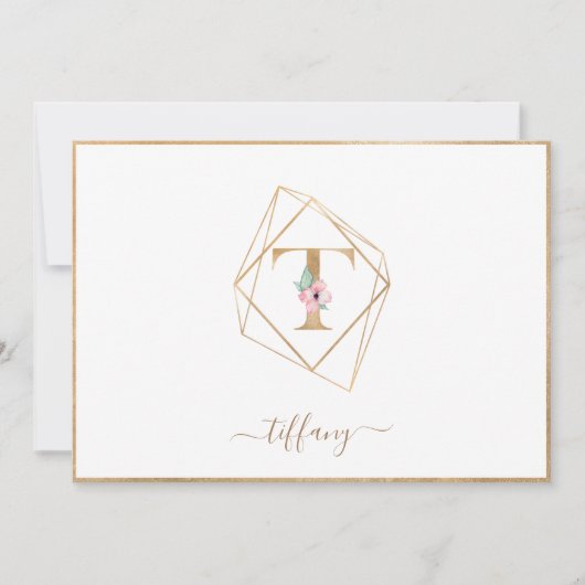 T-monogram foto- geboorte aankondiging (Voorkant)