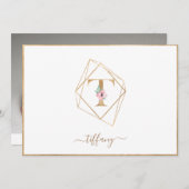 T-monogram foto- geboorte aankondiging (Voorkant / Achterkant)