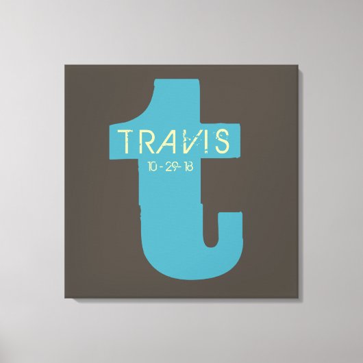 T Monogram Initiaal Bar Bat Mitzvah Sign-In Board Canvas Afdruk (Voorkant)
