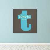 T Monogram Initiaal Bar Bat Mitzvah Sign-In Board Canvas Afdruk (Insitu (Houten vloer))