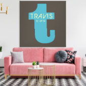 T Monogram Initiaal Bar Bat Mitzvah Sign-In Board Canvas Afdruk (Insitu (Woonkamer))