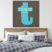 T Monogram Initiaal Bar Bat Mitzvah Sign-In Board Canvas Afdruk (Insitu (Slaapkamer))
