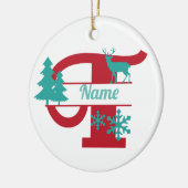T Monogram Initial Christmas Holiday Tree Ornament (Links)