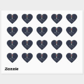 T Monogram Laatste Initiaal Modern Blauw Bloem Bru Hart Sticker (Vel)