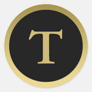 T :: Monogram T Elegante Gouden en Zwarte Sticker