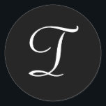 T Monogramme Stickers Noir Blanc Mariage<br><div class="desc">Ces autocollants sont dotés d'un élégant monogramme décoratif T. Idéal pour les faveurs de mariage,  enveloppes,  etc.</div>